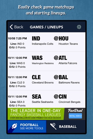 RotoWire Daily Fantasy Sports screenshot 3