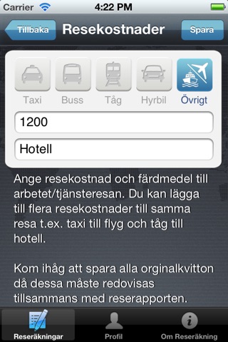 Reseräkning screenshot 4