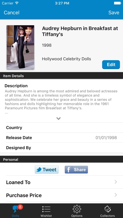 Doll Collector List Checklist Database