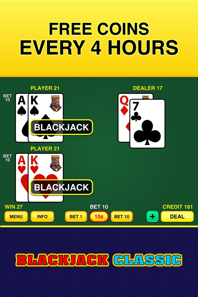 Blackjack Classic - FREE 21 Vegas Casino Video Blackjack Game screenshot 4