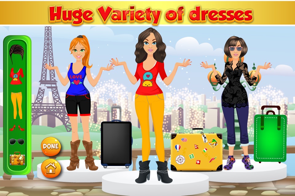 Travel Dress up-Girls Kids hot fabulous free fashion dress up,design & makeup time management game screenshot 4
