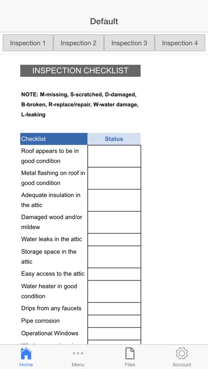 House Inspection Log