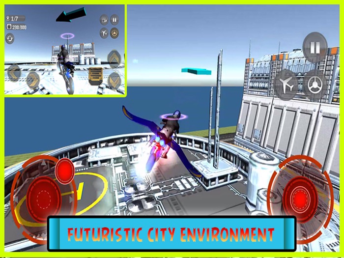 Flying Motorcycle Simulator – Futuristic bike Air flight stunts Free Game