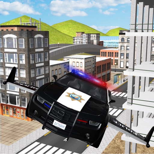 Flying Police Car Simulator 3d games Icon
