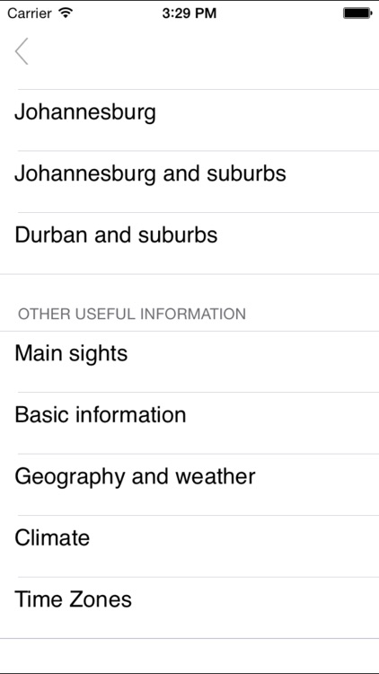 South Africa. Road map.