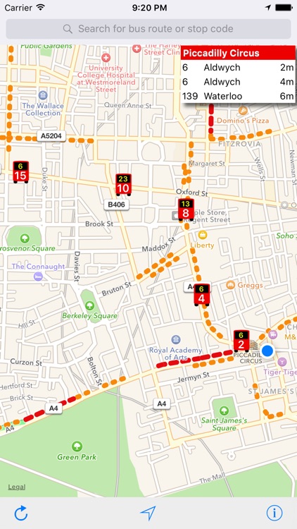 London Live Bus Map - Countdown and Arrivals