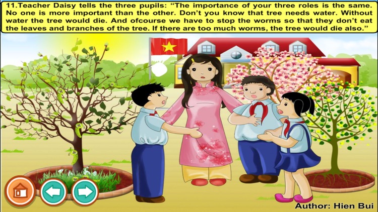 Three pupils planting a tree (story and game for kids)