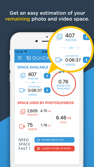 QuickSpace - Available Photo & Video Space and Video Viewer(圖2)-速報App