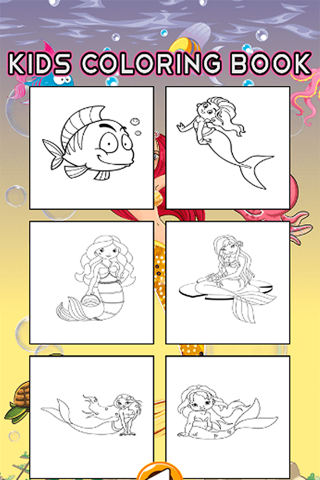 Mermaid Princess Coloring Pages Kids Painting Game screenshot 3