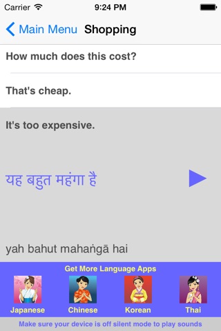 Speak Hindi Travel Phrasebook screenshot 2