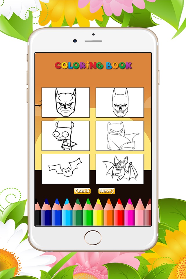 The Bat Coloring Book: Learn to color and draw a bat man, Free games for children screenshot 3