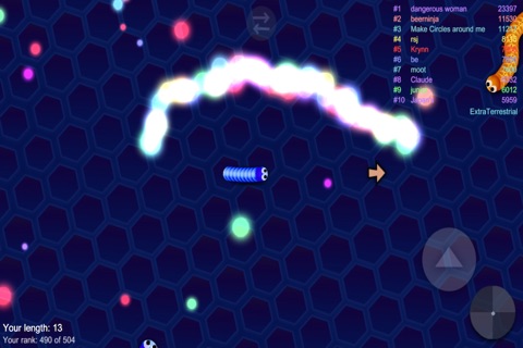 Slithering Snake Rolling - Glowing Multiplayer Player Online screenshot 2
