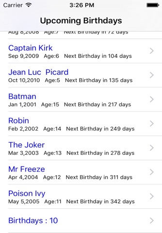 Upcoming_Birthdays screenshot 2