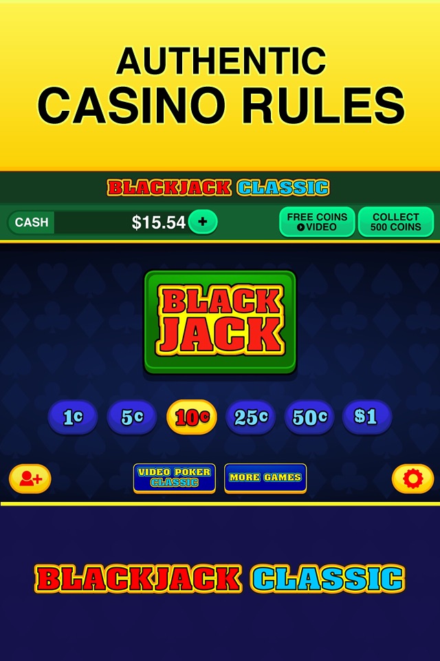 Blackjack Classic - FREE 21 Vegas Casino Video Blackjack Game screenshot 2