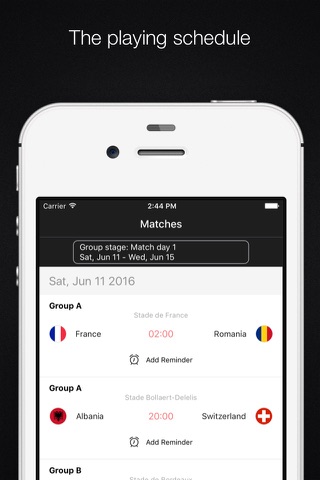EURO 2016 - Scoreboard,Football schedule,Matches reminder screenshot 4