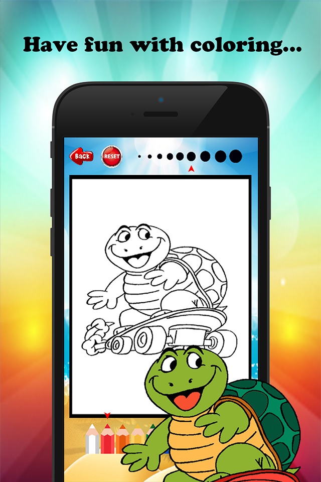 The Turtle Cartoon Paint and Coloring Book Learning Skill - Fun Games Free For Kids screenshot 3