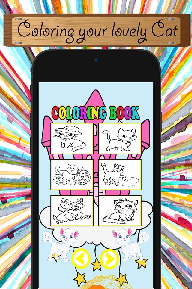 Cat Cartoon Paint and Coloring Book Learning Skill - Fun Games Free For Kids screenshot 2