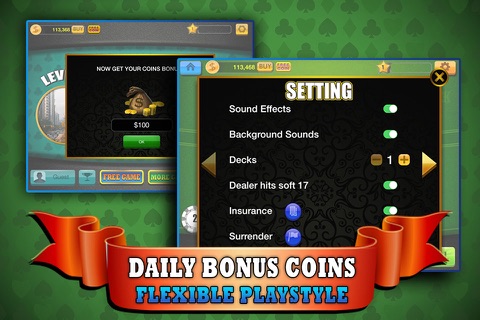 Pro Blackjack 21 - Practise Your Casino Game and Blackjack Skill for FREE ! screenshot 2