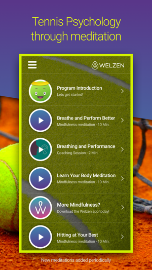 Welzen Tennis - Guided meditation app for pros(圖2)-速報App