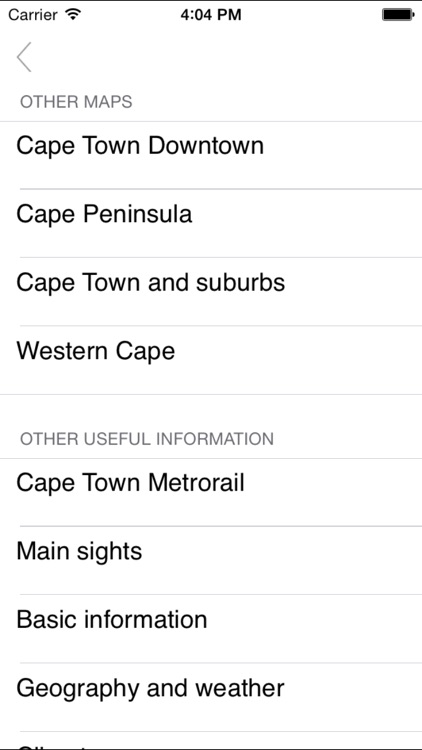 Cape Town. Road map.