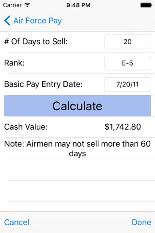Air Force Pay Calculators screenshot 4