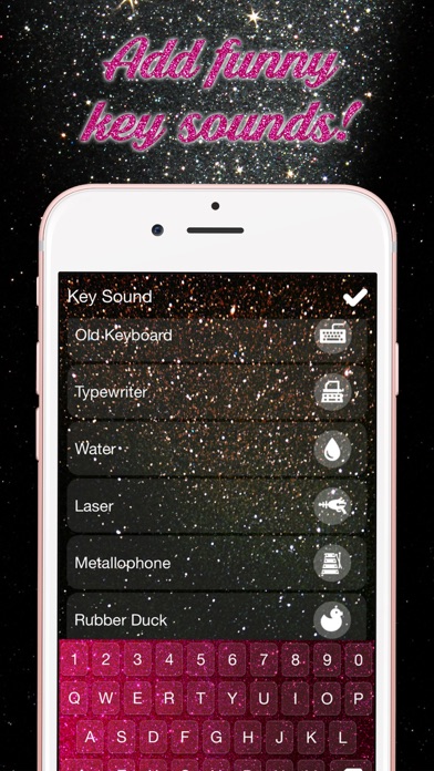 Glitter Keyboard Themes – Shiny Custom Keyboard Design with Glowing Backgrounds and new Emoji.s 1.0 IOS -