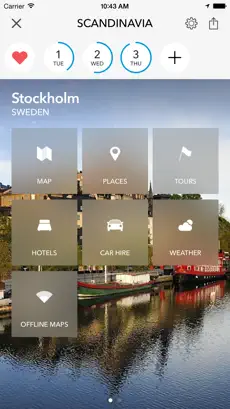 Screenshot 1 Planificador de viajes por Escandinavia, guía de viaje y mapa offline - Oslo, Estocolmo, Helsinki, Copenhague, Reikiavik... iphone
