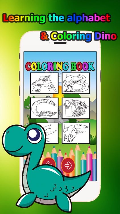 Dinosaur world Alphabet Coloring Book Grade 1-6: coloring pages learning games free for kids and toddlers screenshot-3