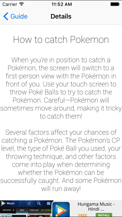 Guide for Pokemon Go.