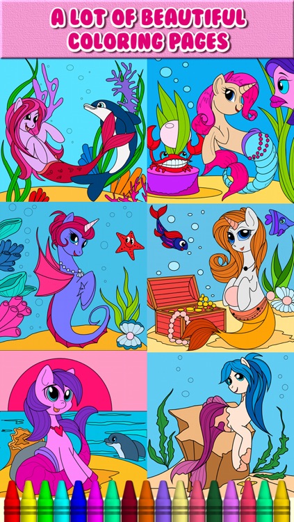 Pony Mermaid Games For Girls: My Little Coloring Book for Kids