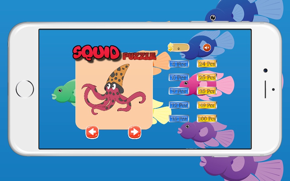 Squid Ocean Animals Puzzle Jigsaw Match Free Learning Games for Kids In Kindergarten screenshot 2