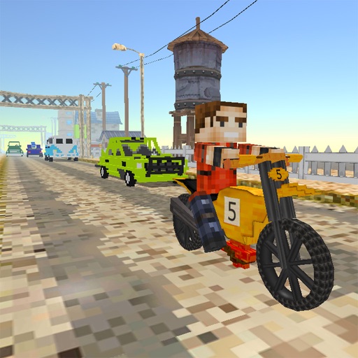 Craft Bike Blocky City Driving : Real Moto Traffic Racing Game Adventure 3D Icon