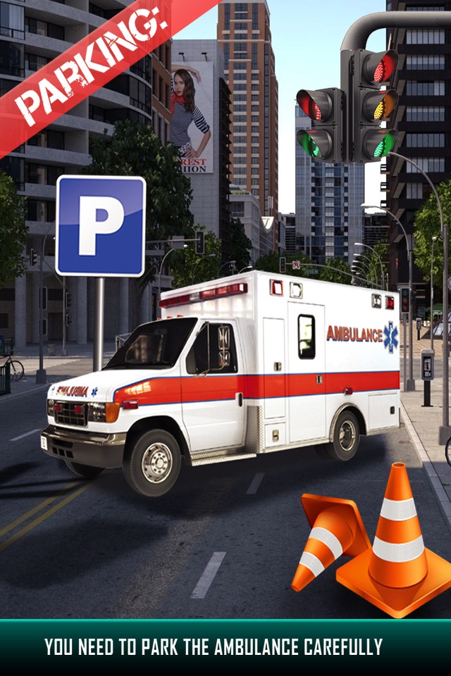Ambulance Emergency Parking 3D - Real Heavy Car Driving Test Critical Mission screenshot 2