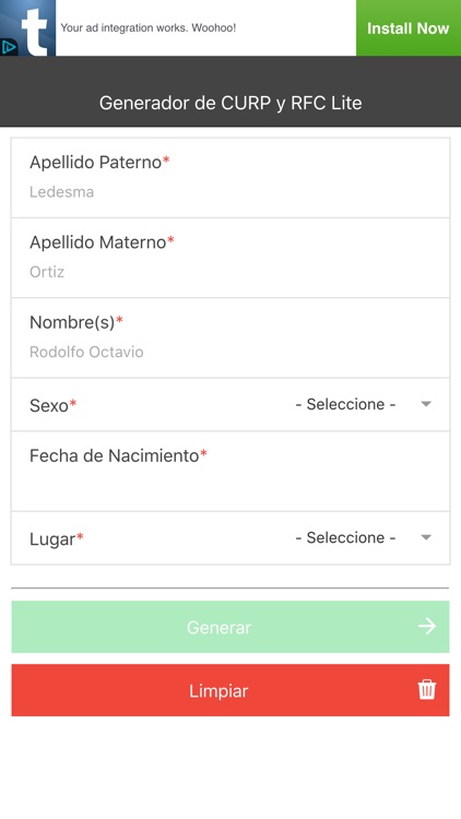 Generador CURP Y RFC Lite By David Ledesma