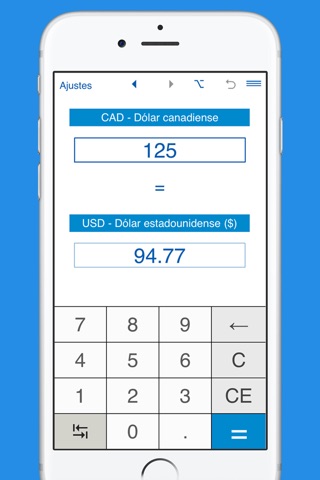 US Dollars to Canadian Dollars currency converter screenshot 2