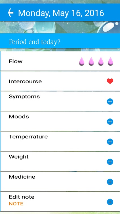 Fertility tracker, Cycle tracker