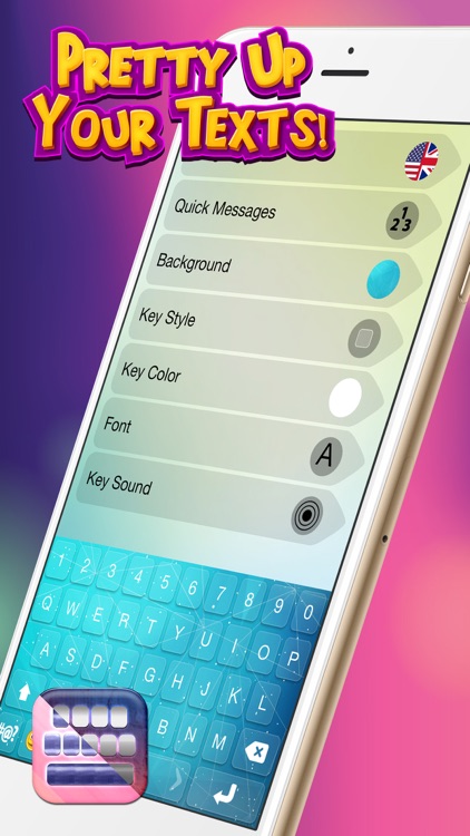 Love My Keyboard! Colorful Girly Themes with Flirty Symbols and Cute Font.s for Text.ing screenshot-4