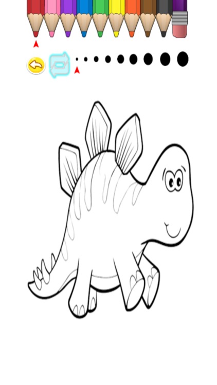 Kids Coloring Book - Cute Cartoon Dinosaur Hinoki