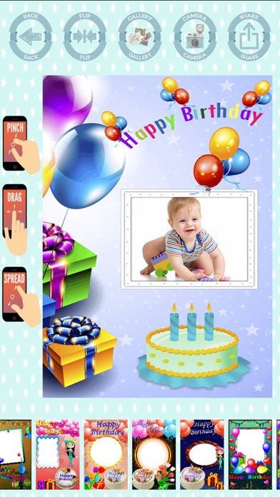 Happy birthday frames to create cards with photos Screenshot on iOS