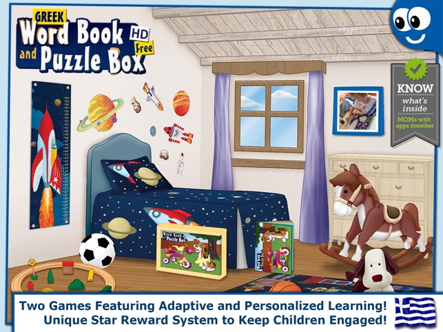 Greek First Words Book and Kids Puzzles 