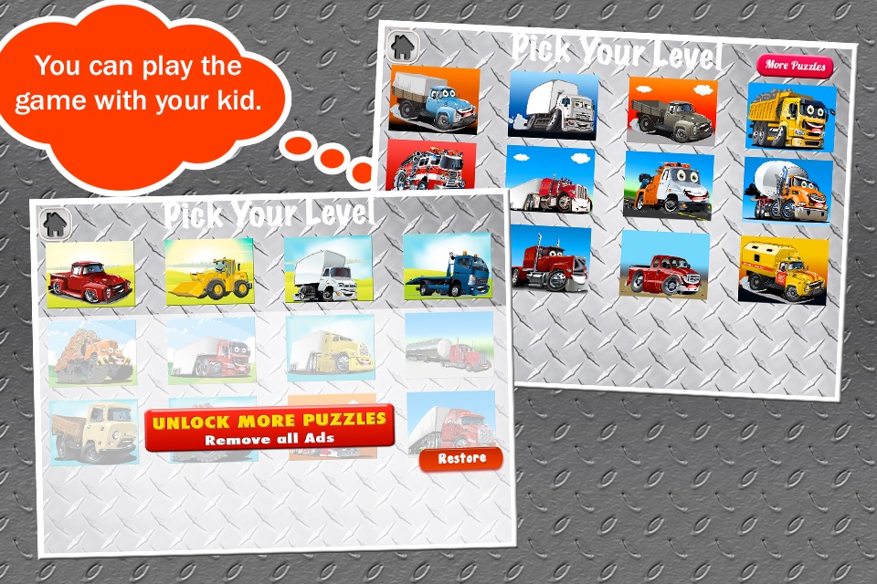 Trucks Jigsaw Puzzles: Kids Trucks Cartoon Puzzles screenshot 2