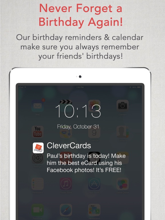 Screenshots of CleverCards: Greeting Cards & eCards for Facebook for iPad