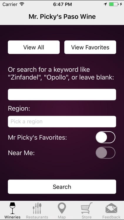 Mr. Picky's Paso Robles Wine Tasting App