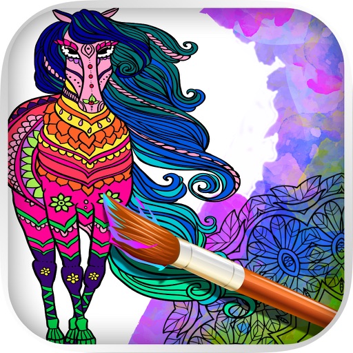 Mandalas Horses - Coloring pages for adults Icon