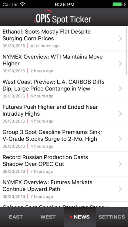 OPIS Mobile Spot Ticker By Oil Price Information Service