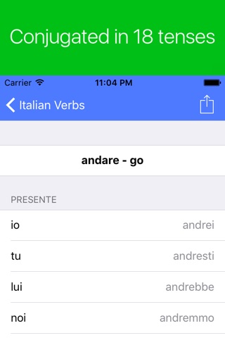 Italian Verb Conjugator screenshot 2