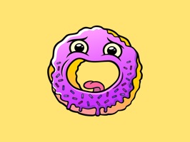 Stickers whith funny Tom Donut, party does not pass without him, with him it is better not to argue and bicker