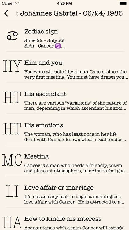 Love Map PRO-Astrological key to man's heart