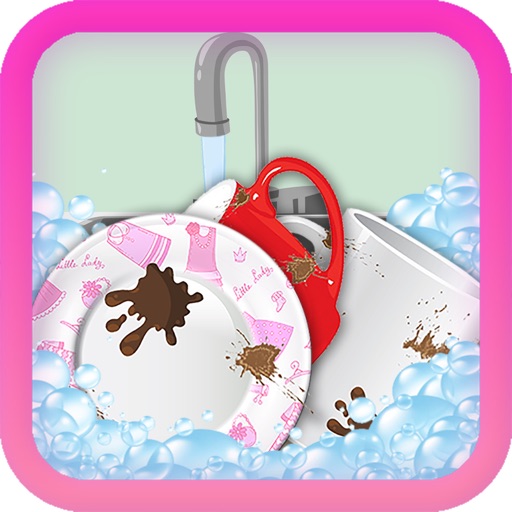 Girls Dish Wash And Cleaning Icon