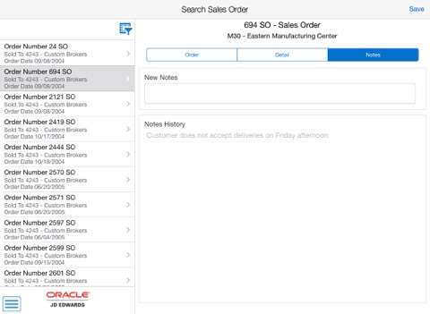 Search Sales Order Tablet for JDE E1 screenshot 2